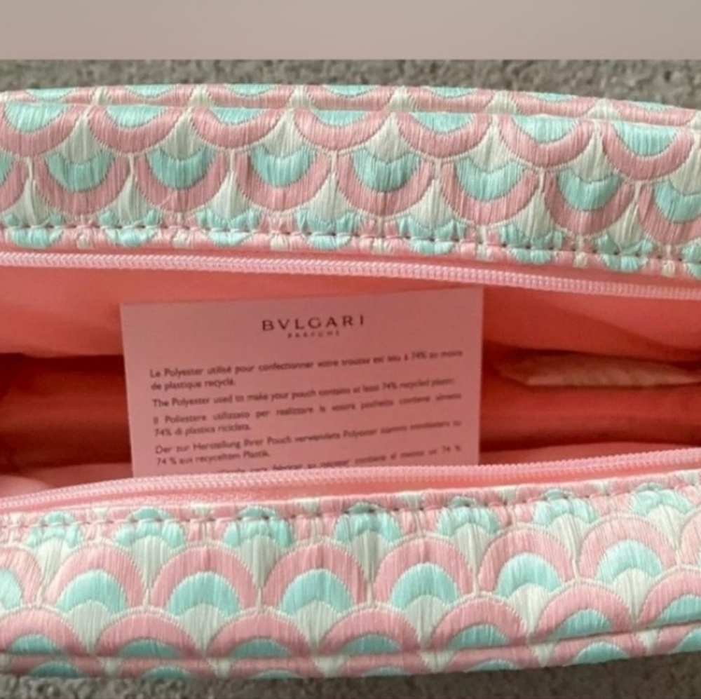 🌺BVLGARI PASTEL PINK & BLUE COSMETIC POUCH  BRAND NEW - Picture 2 of 4
